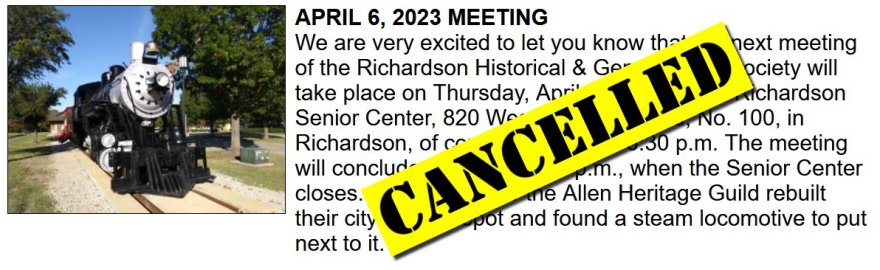 Cancelled Meeting